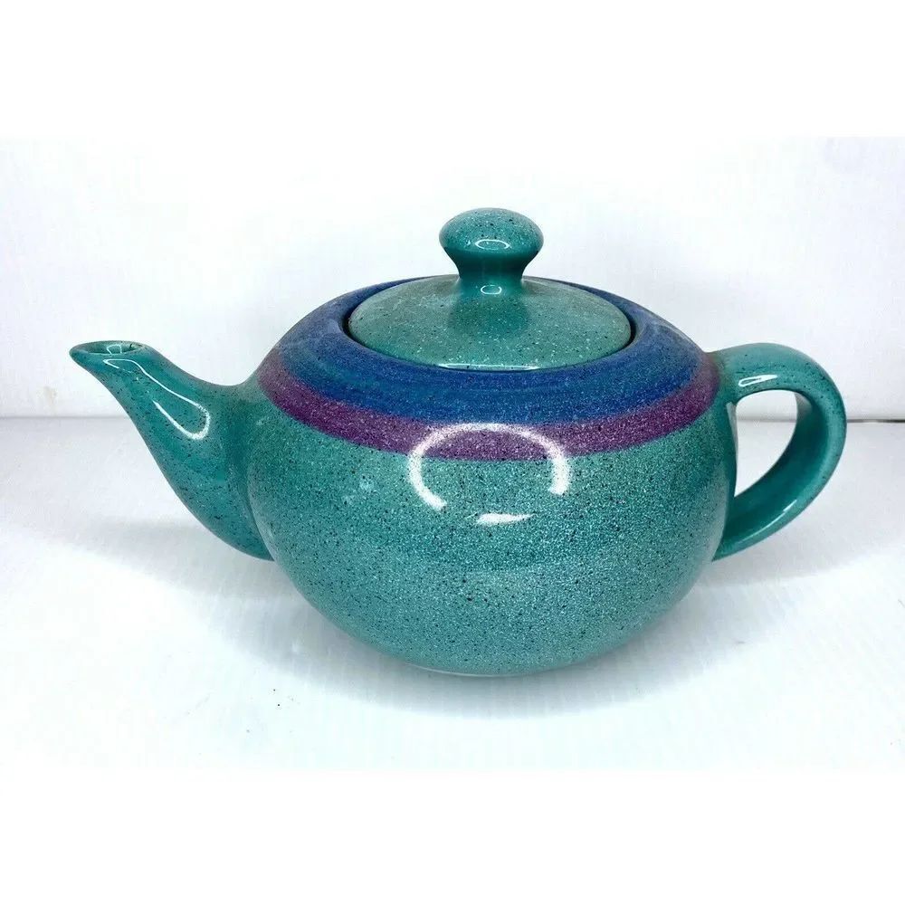 Blue Baldelli Hand Made Teapot With Stripe Italian Collectible Pottery Rare